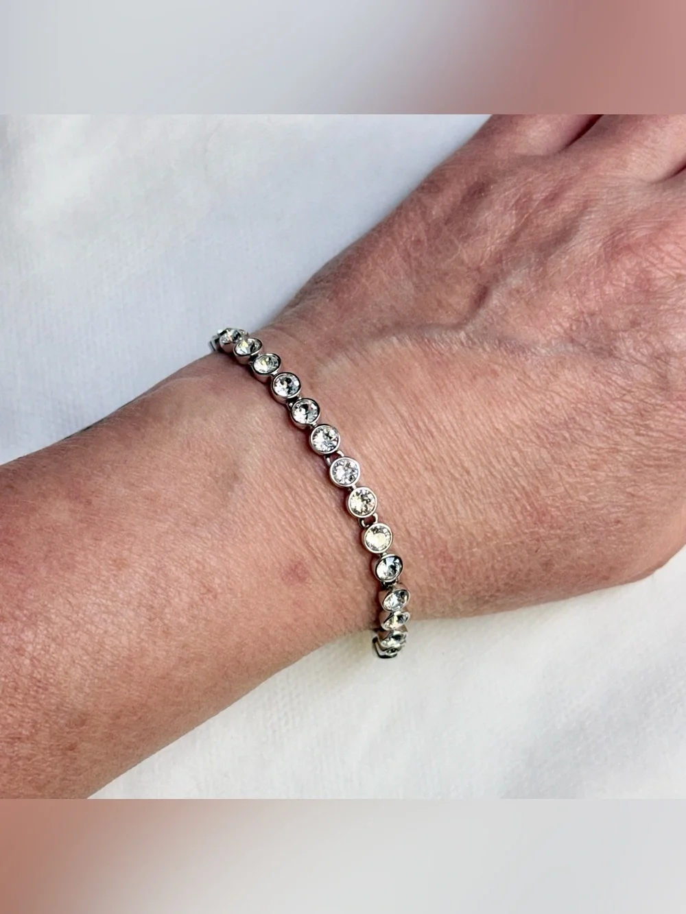 Swarovski Crystal Silver “Emily” Tennis Bracelet 6.75” + 1” Extender